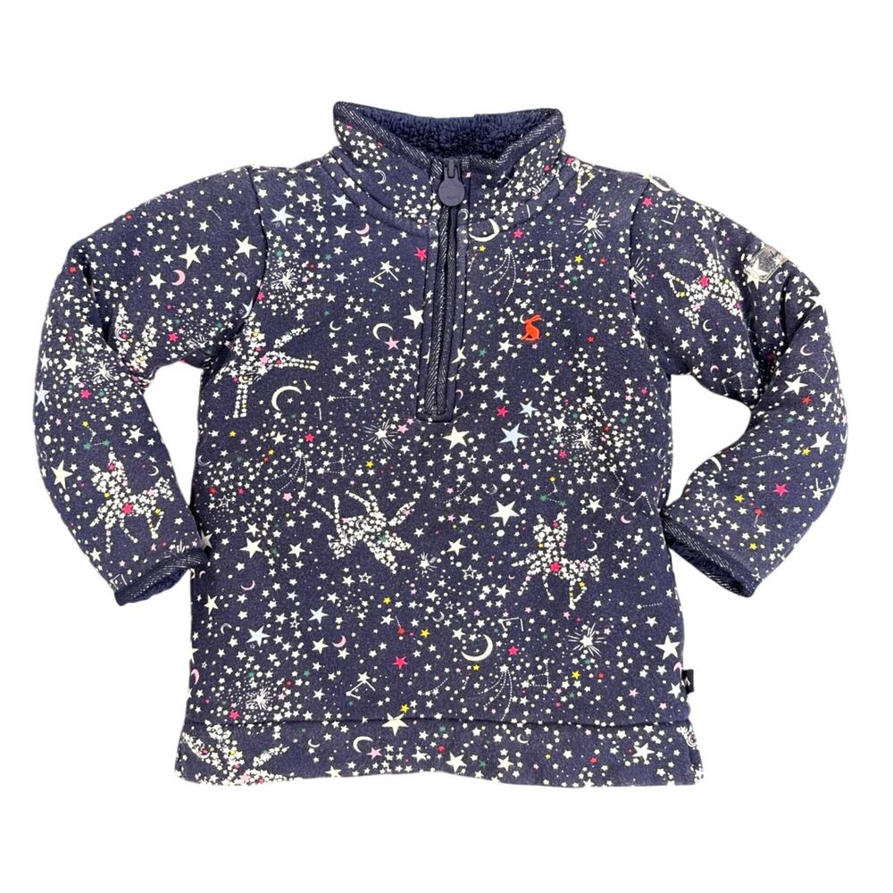 Joules Kids Navy Star Half-Zip Fleece-Lined Pullover Size 5 years
